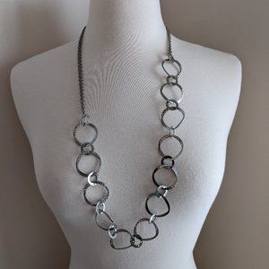 Jewel Box - 32" Silvery "Hoop" Necklace